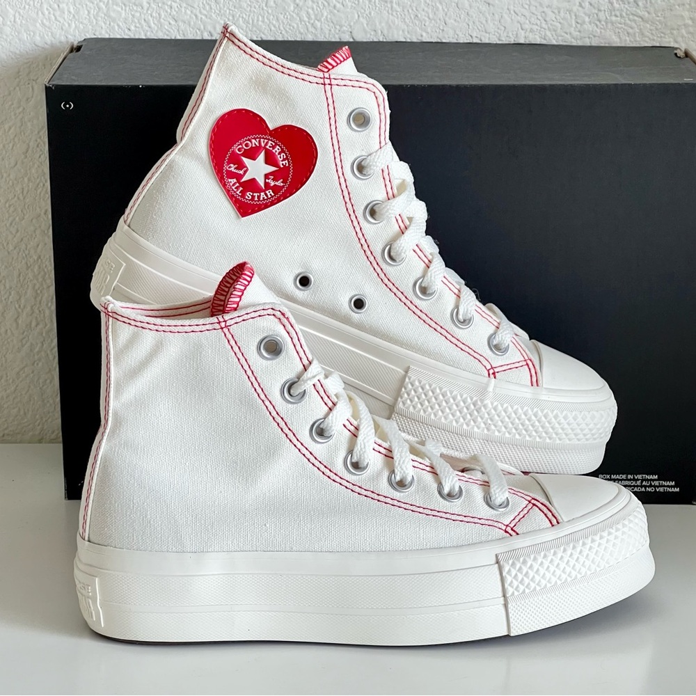 Converse Lift Platform Heart Patch Logo Custom Valentine's Day